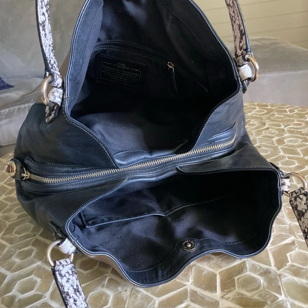 Coach Edie 31 Color-Blocked Shoulder Bag in natural/black